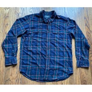 Filson Scout Flannel Shirt Mens Medium Navy Blue Plaid Pockets Button Workwear